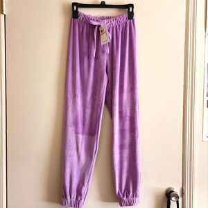 𝅺Love Fire High-Rise Purple Velour Joggers NWT